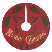 Jupon De Sapin En Polyester Brossé Joyeux Noël d'or (Devant)