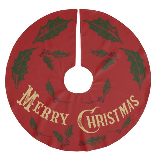 Jupon De Sapin En Polyester Brossé Joyeux Noël d'or (Devant)