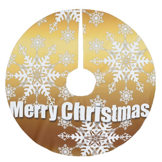 Jupon De Sapin En Polyester Brossé Joyeux Noël d'or - Paillettes d'arbre (Devant)