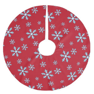 Jupon De Sapin En Polyester Brossé Joyeux Noël Flocon de Neige Bleu Vacances Hiver
