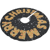 Jupon De Sapin En Polyester Brossé Joyeux Noël Gingerbread Cookie Avec Flocon De Neig (Angle)