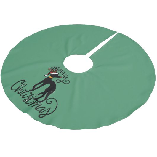 Jupon De Sapin En Polyester Brossé Joyeux Noël Greyhound Reindeer (Angle)