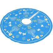 Jupon De Sapin En Polyester Brossé Joyeux Noël Hanoukka (Angle)