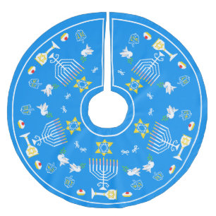 Jupon De Sapin En Polyester Brossé Joyeux Noël Hanoukka