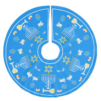 Jupon De Sapin En Polyester Brossé Joyeux Noël Hanoukka