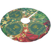 Jupon De Sapin En Polyester Brossé Joyeux Noël Hanoukka Thanksgiving MULTI Custom (Angle)
