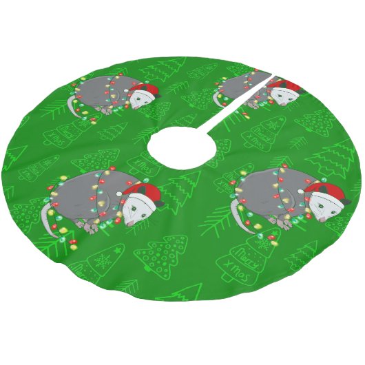 Jupon De Sapin En Polyester Brossé joyeux noël père Noël opossum possum (Angle)