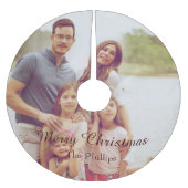 Jupon De Sapin En Polyester Brossé Joyeux Noël Photo de famille (Devant)