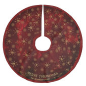 Jupon De Sapin En Polyester Brossé Joyeux Noël Red Snowflakes Motif (Devant)