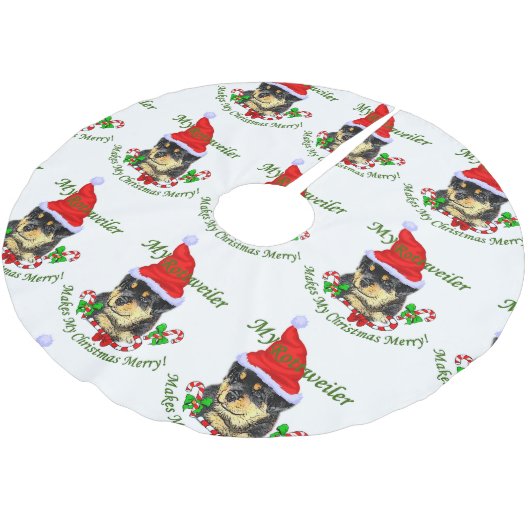 Jupon De Sapin En Polyester Brossé Joyeux Noël Rottweiler (Angle)