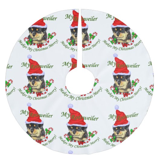 Jupon De Sapin En Polyester Brossé Joyeux Noël Rottweiler (Devant)