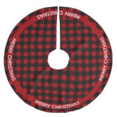 Jupon De Sapin En Polyester Brossé Joyeux Noël Rouge & Buffle noir Plaid Custom (Devant)