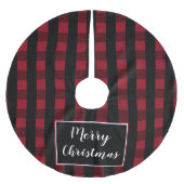 Jupon De Sapin En Polyester Brossé Joyeux Noël Rouge et noir Buffalo Check (Devant)