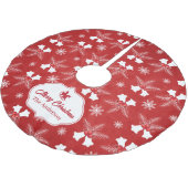Jupon De Sapin En Polyester Brossé Joyeux Noël Rouge Motif Noël Bell (Angle)