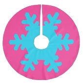 Jupon De Sapin En Polyester Brossé Joyeux Noël Snowflake Motifs bleu rose (Devant)