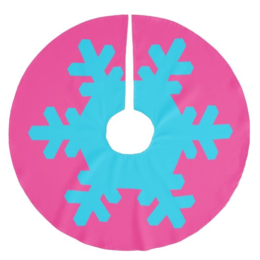Jupon De Sapin En Polyester Brossé Joyeux Noël Snowflake Motifs bleu rose (Devant)