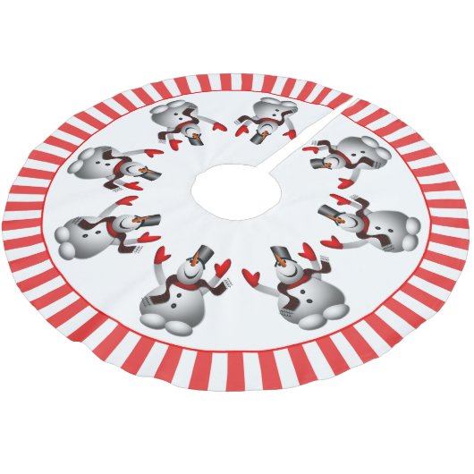 Jupon De Sapin En Polyester Brossé Joyeux Noël Snowman (Angle)