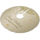 Jupon De Sapin En Polyester Brossé Joyeux Noël Stars Melting Gold Glittery Glam (Angle)