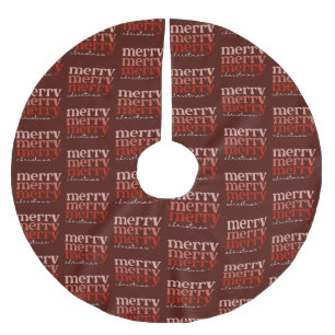 Jupon De Sapin En Polyester Brossé Joyeux Noël Texte Salutation Motif rouge