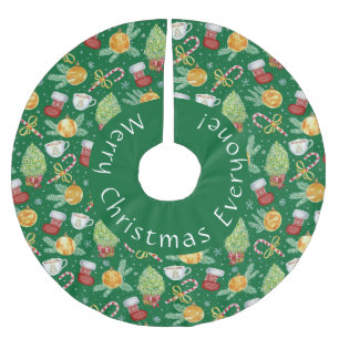 Jupon De Sapin En Polyester Brossé Joyeux Noël Tout le monde Jupe d'arbre