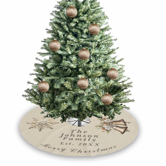 Jupon De Sapin En Polyester Brossé Joyeux Noël traditionnel Antique Or