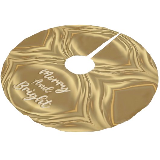 Jupon De Sapin En Polyester Brossé Joyeux or et Noël brillant (Angle)