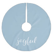 Jupon De Sapin En Polyester Brossé Joyeux Pastel Blue Script Noël (Devant)