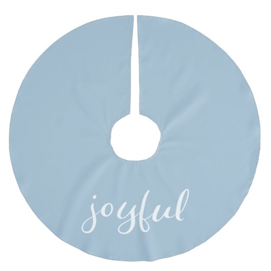 Jupon De Sapin En Polyester Brossé Joyeux Pastel Blue Script Noël (Devant)