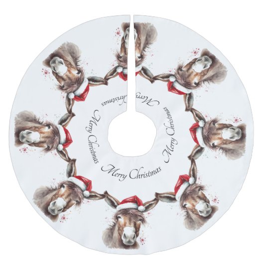 Jupon De Sapin En Polyester Brossé Joyeux petit âne de Noël, coutume (Devant)