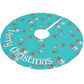 Jupon De Sapin En Polyester Brossé Joyeux poisson d'étoile de Noël en bleu marine (Angle)