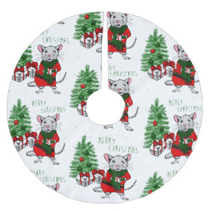 Jupon De Sapin En Polyester Brossé joyeux rat de noël