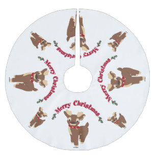 Jupon De Sapin En Polyester Brossé Joyeux rennes de Noël