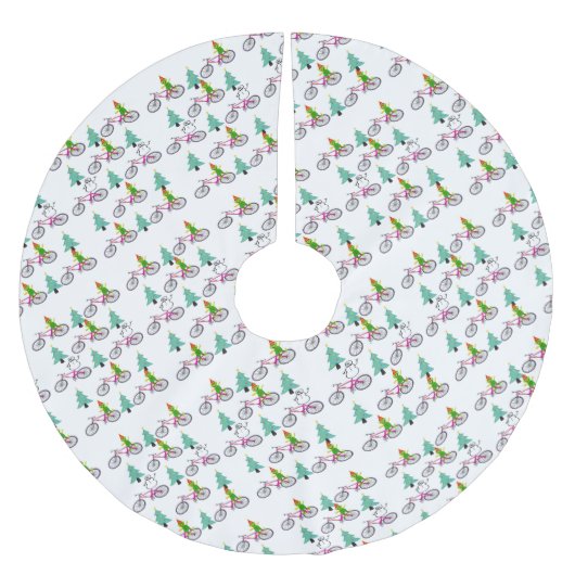 Jupon De Sapin En Polyester Brossé Joyeux sapin de Noël Jupe Elf Snowman (Devant)