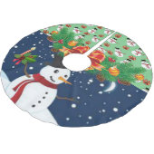 Jupon De Sapin En Polyester Brossé Joyeux sapin de Noël Jupe Snowman (Angle)