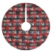 Jupon De Sapin En Polyester Brossé Joyeux Snowman De Noël Sur Buffalo Plaid (Devant)