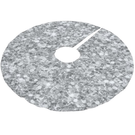 Jupon De Sapin En Polyester Brossé Jupe Arbre Parties scintillant gris argent (Angle)