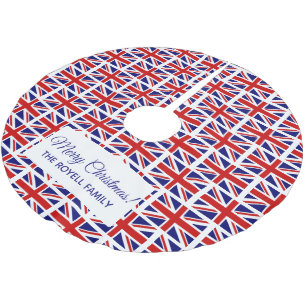 Jupon De Sapin En Polyester Brossé Jupe britannique d'arbre de Noël de drapeau