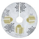 Jupon De Sapin En Polyester Brossé Jupe cadeau de Noël en or (Devant)