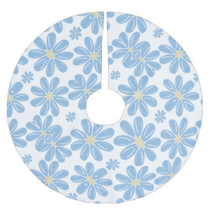 Jupon De Sapin En Polyester Brossé Jupe d'arbre à motif floral bleu