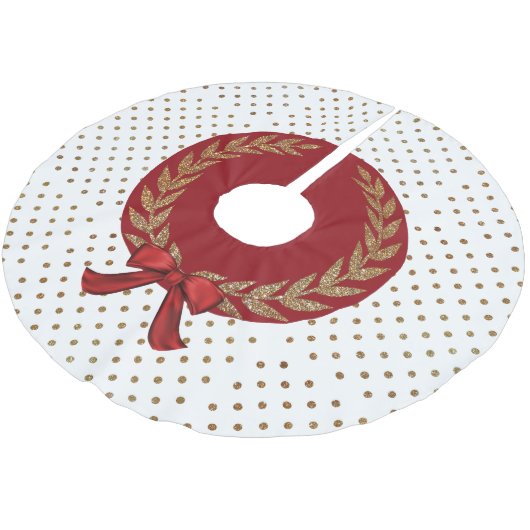 Jupon De Sapin En Polyester Brossé Jupe d'arbre à pointes Gold Polka (Angle)