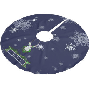Jupon De Sapin En Polyester Brossé Jupe d'arbre à rennes bleus