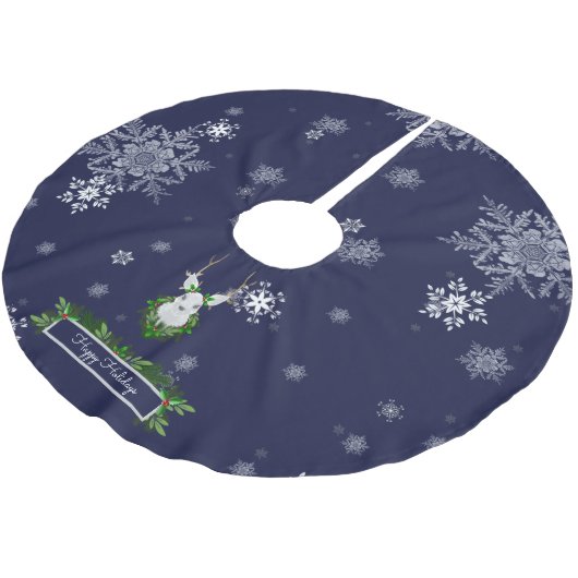 Jupon De Sapin En Polyester Brossé Jupe d'arbre à rennes bleus (Angle)