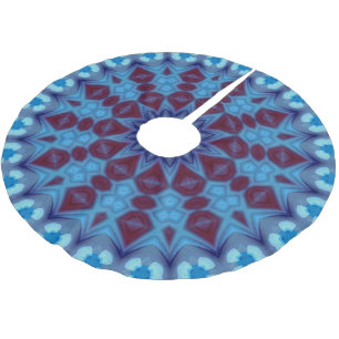 Jupon De Sapin En Polyester Brossé jupe d'arbre bordeaux et bleu 001