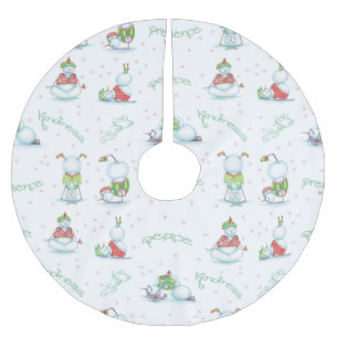 Jupon De Sapin En Polyester Brossé Jupe d'arbre de bonhomme de neige de yoga de Noël
