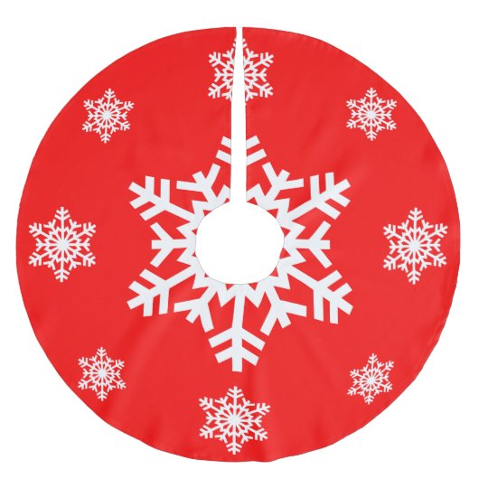 Jupon De Sapin En Polyester Brossé Jupe d'arbre de flocon de neige (Devant)