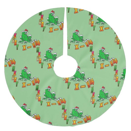 Jupon De Sapin En Polyester Brossé Jupe d'arbre de grenouille de Noël Père Noël (Devant)