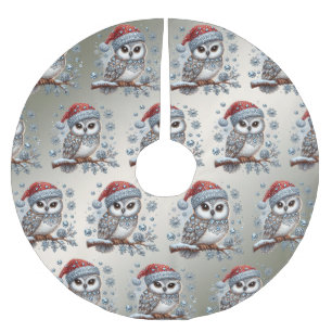 Jupon De Sapin En Polyester Brossé Jupe d'arbre de la Chouette de Noël