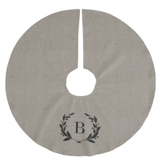 Jupon De Sapin En Polyester Brossé Jupe d'arbre de monogramme rustique Laurel (Devant)