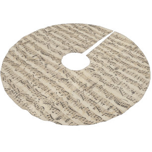 Jupon De Sapin En Polyester Brossé Jupe d'arbre de musique en feuille Vintage manuscr