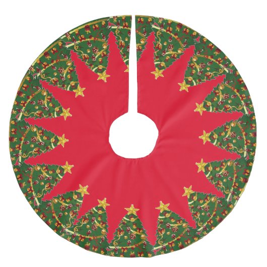 Jupon De Sapin En Polyester Brossé Jupe d'arbre de Noël (Devant)